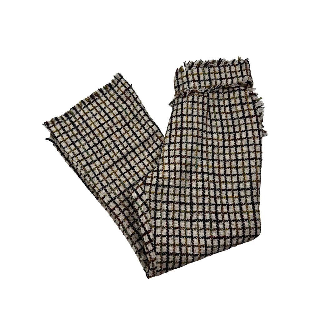 Lucca Tweed Fringe Plaid Classy Preppy Kick Flare Pants Women's Size XS
